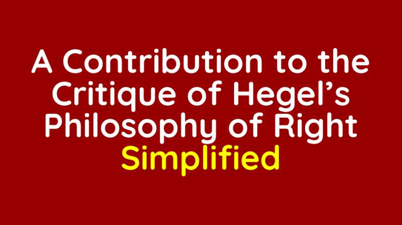 A Contribution to the Critique of Hegel’s Philosophy of Right